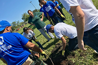 group planting trees